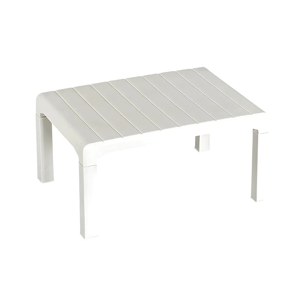 Salon de jardin 4 places en plastique avec coussins - Blanc – Image 4