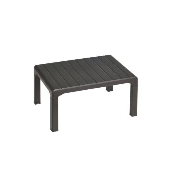 Salon de jardin 4 pièces en plastique avec coussins - Marron – Image 4