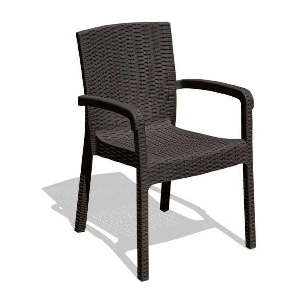 Table vitré Aura Garden et 4 chaises 90x90 cm café – Image 2