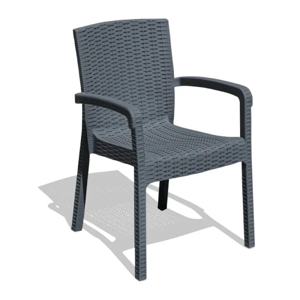 Table vitré Aura Garden et 4 chaises 90x90 cm gris – Image 2