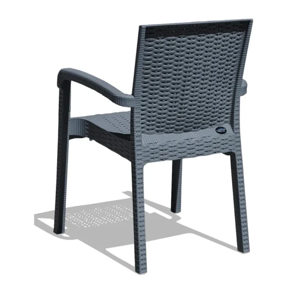 Table vitré Aura Garden et 4 chaises 90x90 cm gris – Image 3