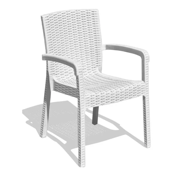 Table vitré Aura Garden et 4 chaises 90x90 cm blanc – Image 2