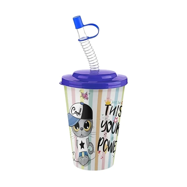 Gobelet enfant 400 ml avec couvercle et paille rétractable – Image 4