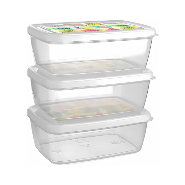 Lot de 3 boîtes de conservation 850 ml avec couvercles décor – Image 2