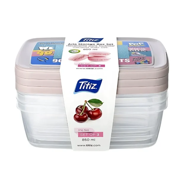 Lot de 3 boîtes de conservation 850 ml avec couvercles décor fruits – Image 3
