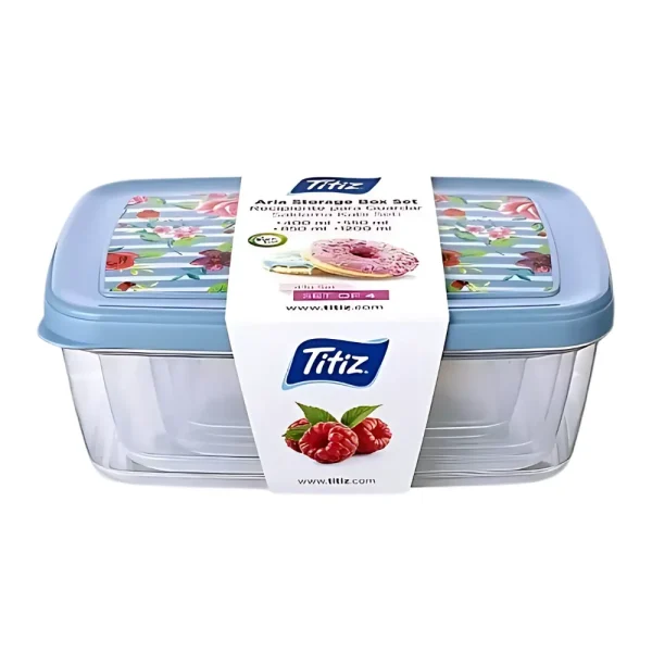 Lot de 3 boîtes de conservation 1.2L avec couvercles décor fruits – Image 3