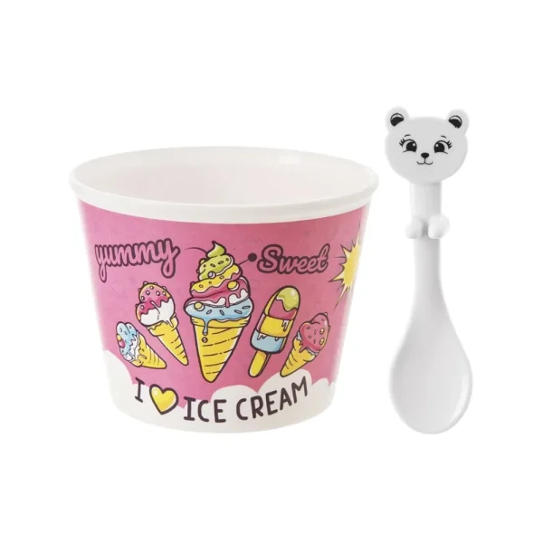 Coupes à glace fantaisie avec cuillère ourson (set de 4) – Image 3