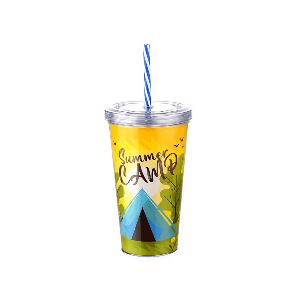 Gobelet 600 ml avec fermeture et paille réutilisable – Image 2
