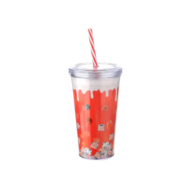 Gobelet 600 ml avec fermeture et paille réutilisable – Image 3