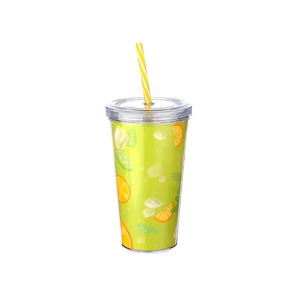 Gobelet 600 ml avec fermeture et paille réutilisable – Image 4