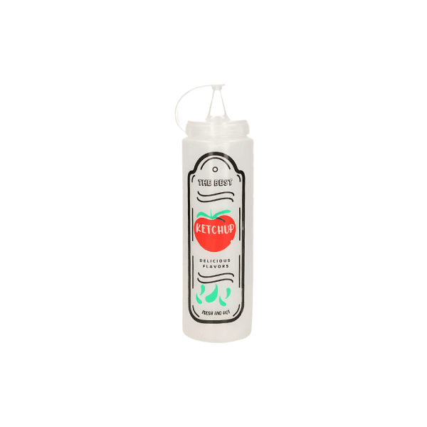 Bouteille à sauce décorative 400 ml avec bec verseur et bouchon relié – Image 3