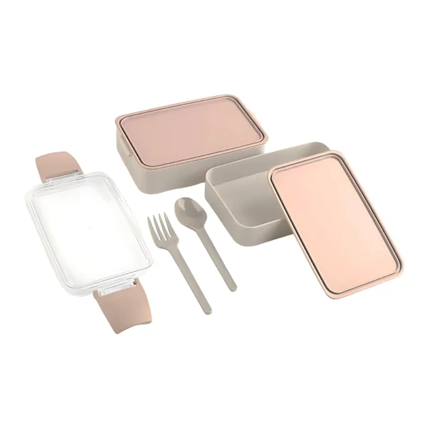 Boîte à déjeuner 400 ml et 500 ml empilable avec couvercles hermétiques et couverts inclus – Image 2