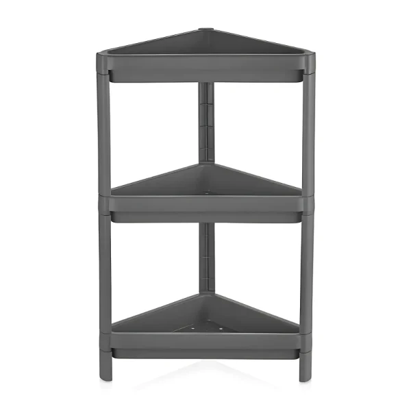 Étagère de rangement d’angle 3 niveaux modulable plateaux ajourés – Image 2