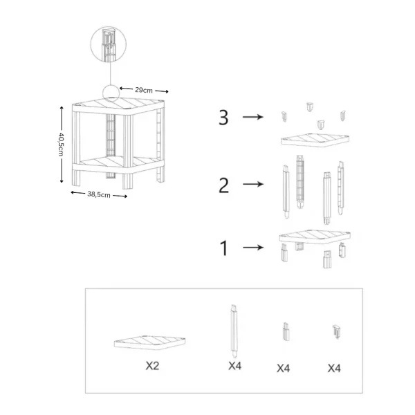 Étagère de rangement rectangulaire 2 niveaux modulable plateaux pleins noir – Image 2