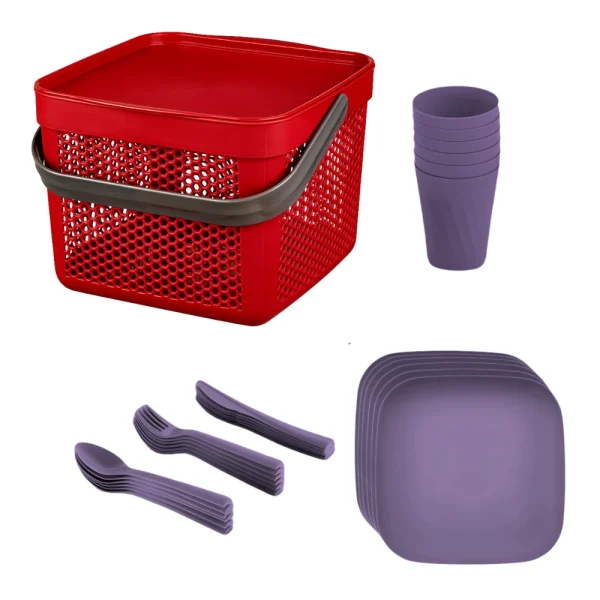 Set pique-nique avec panier 8L - 32 pièces (6 personnes) – Image 4