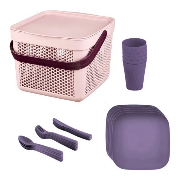 Set pique-nique avec panier 8L - 32 pièces (6 personnes) – Image 3