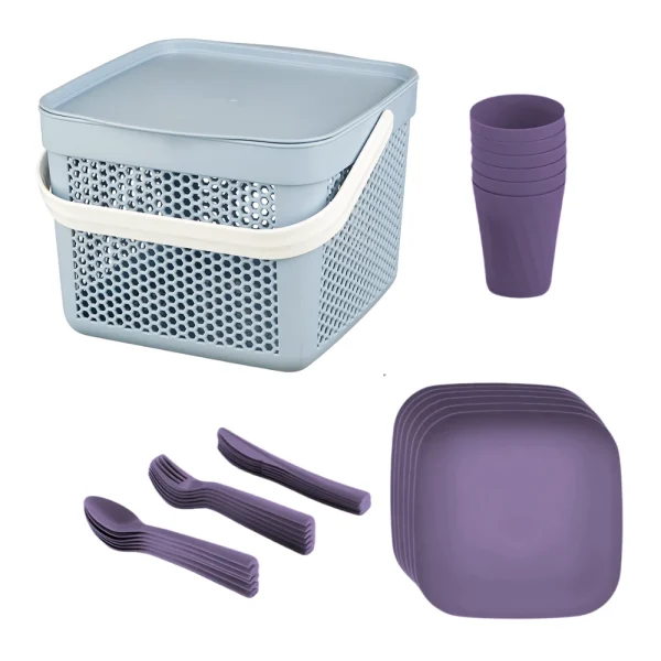 Set pique-nique avec panier 8L - 32 pièces (6 personnes) – Image 2