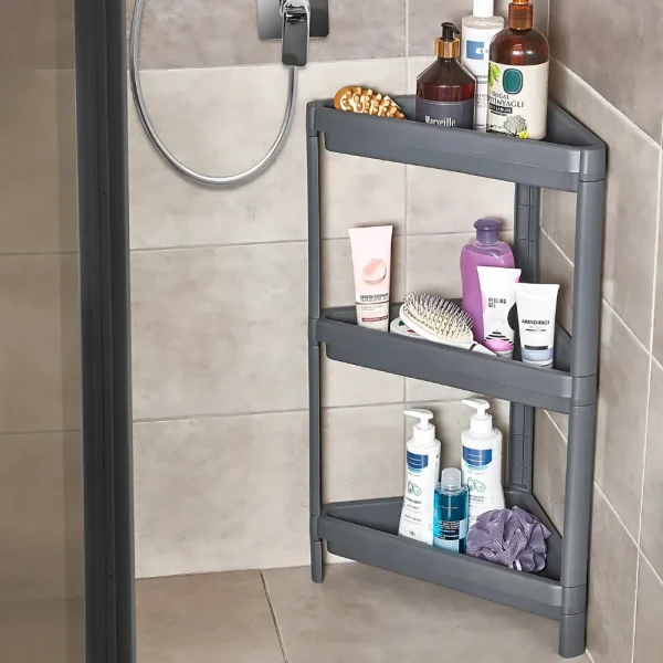 Étagère de rangement d’angle 3 niveaux modulable plateaux ajourés – Image 4