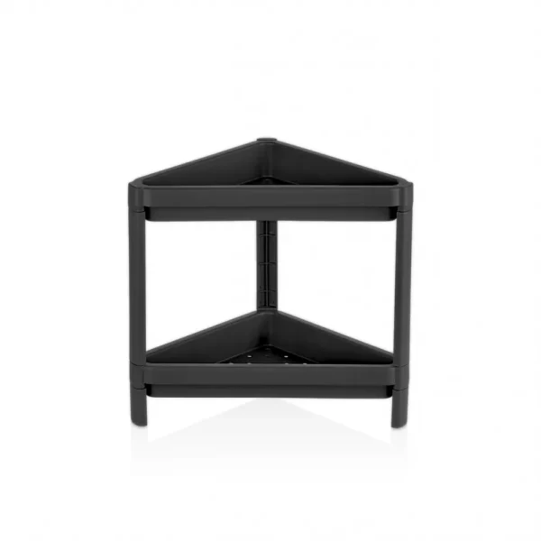 Étagère de rangement d’angle 3 niveaux modulable plateaux ajourés noir – Image 2