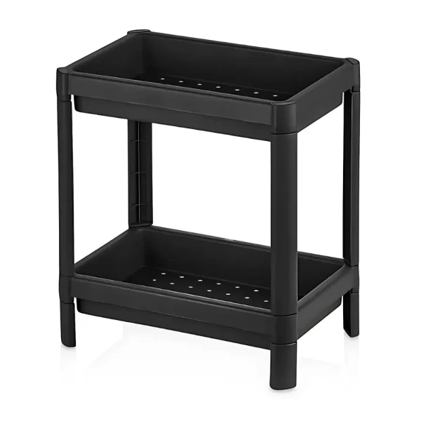 Étagère de rangement rectangulaire 2 niveaux modulable plateaux ajourés noir – Image 4