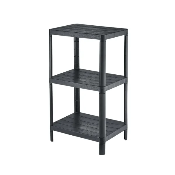 Étagère de rangement rectangulaire 3 niveaux modulable plateaux pleins noir