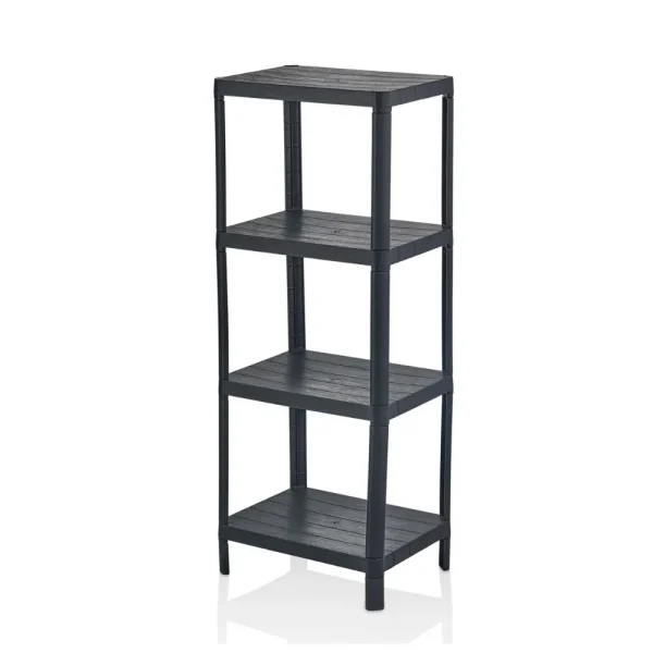 Étagère de rangement rectangulaire 4 niveaux modulable plateaux pleins noir – Image 2