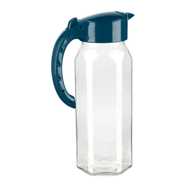 Carafe hexagonale 1.5L avec couvercle et bec verseur poignée arrondie