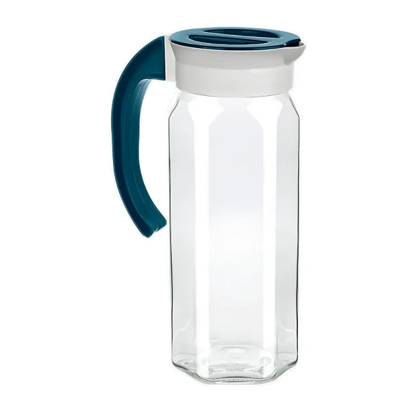 Carafe hexagonale bicolore 1.5L avec couvercle et bec verseur poignée arrondie