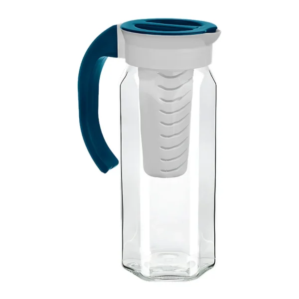 Carafe hexagonale bicolore avec infuseur 1.5L couvercle et bec verseur poignée arrondie