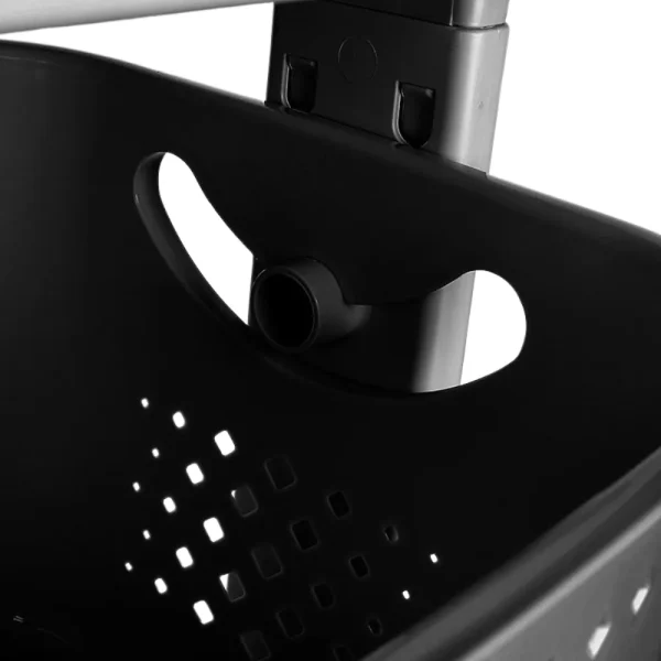 Étagère de rangement à roulettes 3 niveaux paniers pivotants noir – Image 2