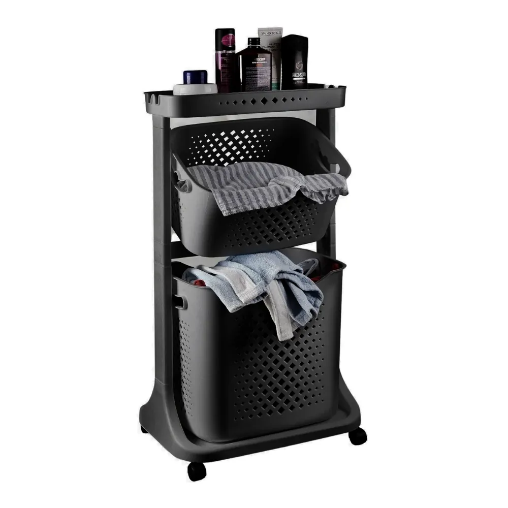 TP-748.05 Étagère de rangement à roulettes 3 niveaux paniers pivotants gris foncé