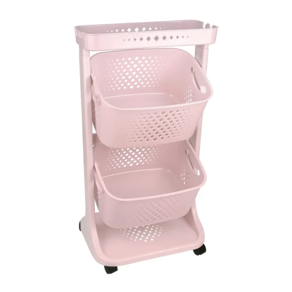 TP-748.06 Étagère de rangement à roulettes 3 niveaux paniers pivotants gris clair