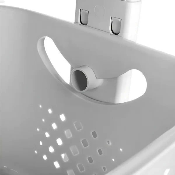 Étagère de rangement à roulettes 4 niveaux paniers pivotants gris clair – Image 2