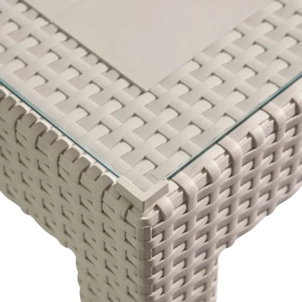 Table vitré Aura Garden et 4 chaises 90x90 cm beige – Image 4