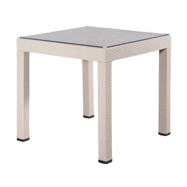 Table vitré Aura Garden et 4 chaises 90x90 cm beige – Image 3