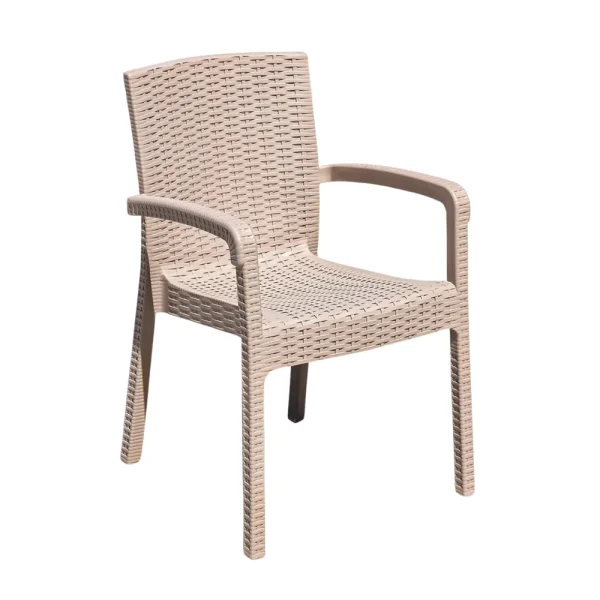 Table vitré Aura Garden et 4 chaises 90x90 cm beige – Image 2