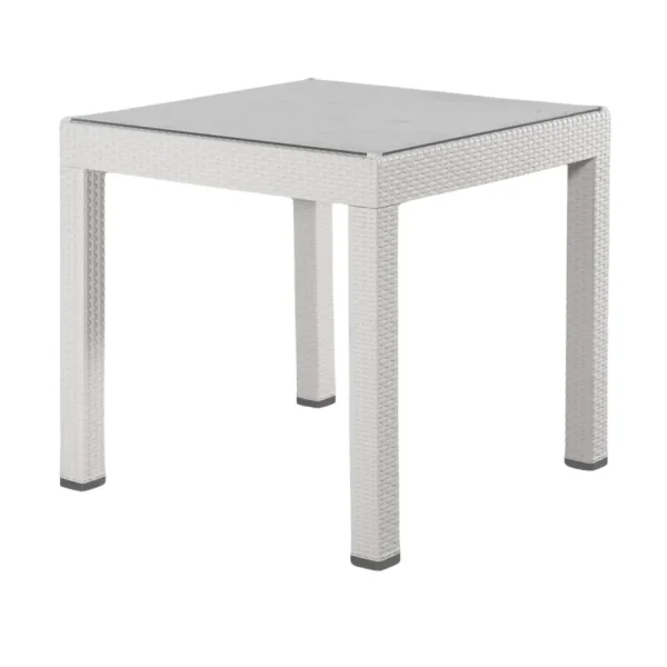 Table vitré Aura Garden et 4 chaises 90x90 cm blanc – Image 3