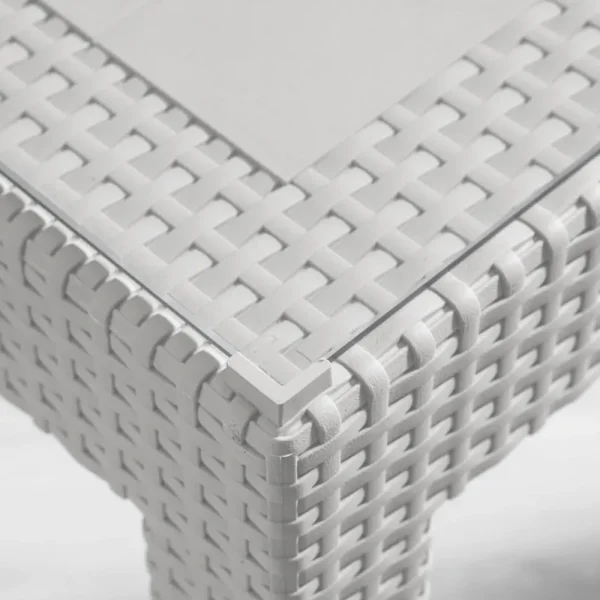 Table vitré Aura Garden et 4 chaises 90x90 cm blanc – Image 4