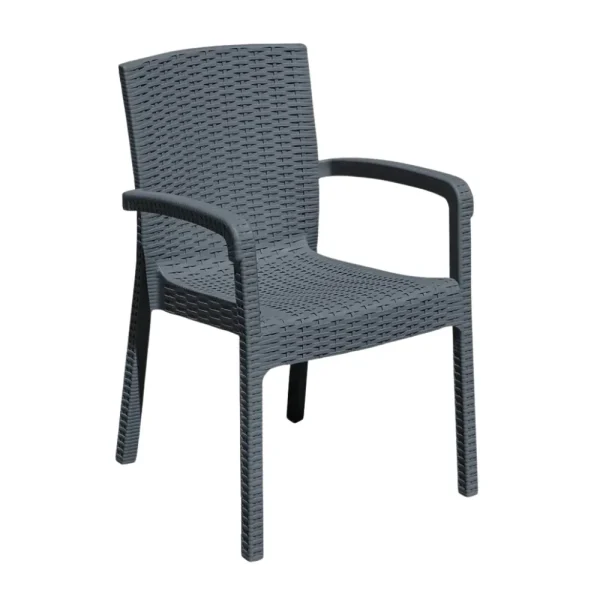 Table vitré Aura Garden et 4 chaises 90x90 cm gris – Image 2