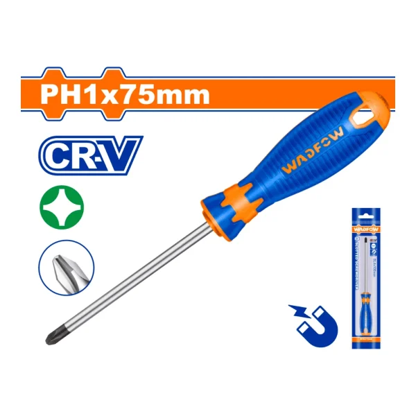 WADFOW Tournevis phillips à lame ronde ph1 x 75mm