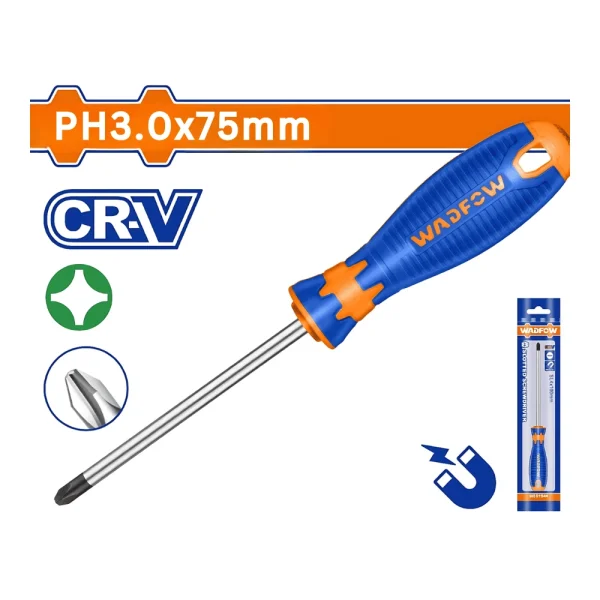 WADFOW Tournevis phillips à lame ronde ph0 x 75mm