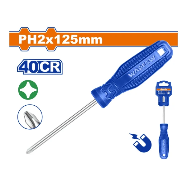 WADFOW Tournevis phillips à lame ronde ph2 x 125mm