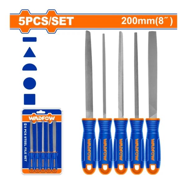 WADFOW Lot de 5 Limes en acier pour métal 200mm (8")