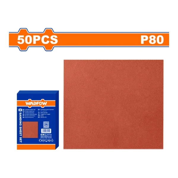 WADFOW Lot de 50 Papier abrasif 230x280mm P80