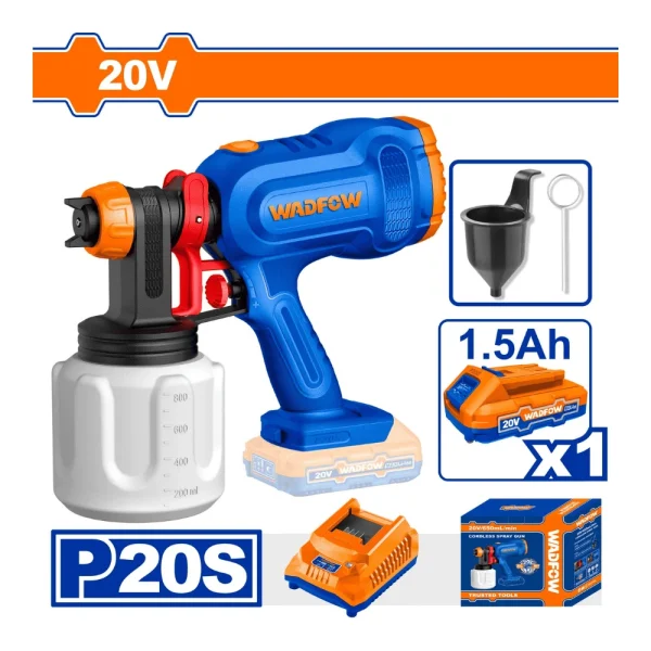 WADFOW Pistolet pulverisateur sans fil 20v (650ml/min)