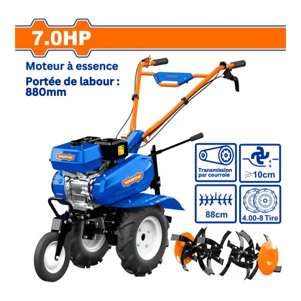 WADFOW Cultivateur moteur à essence 7 CV (212 cm³)
