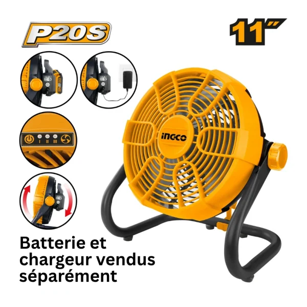INGCO Ventilateur sans fil 20V