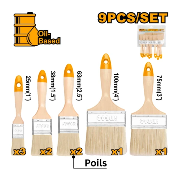 Jeu de 9 pinceaux