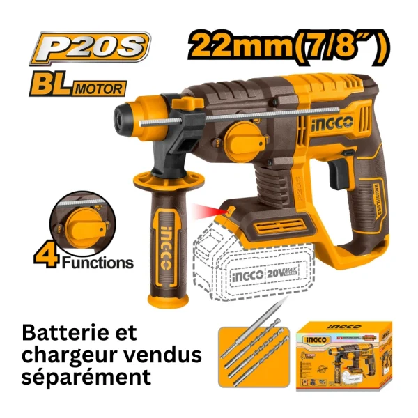 INGCO Marteau perforateur sans fil 20V 2J