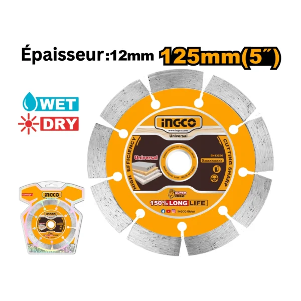 Disque à tronçonner diamant 125(5") x 22.2  x  10mm
